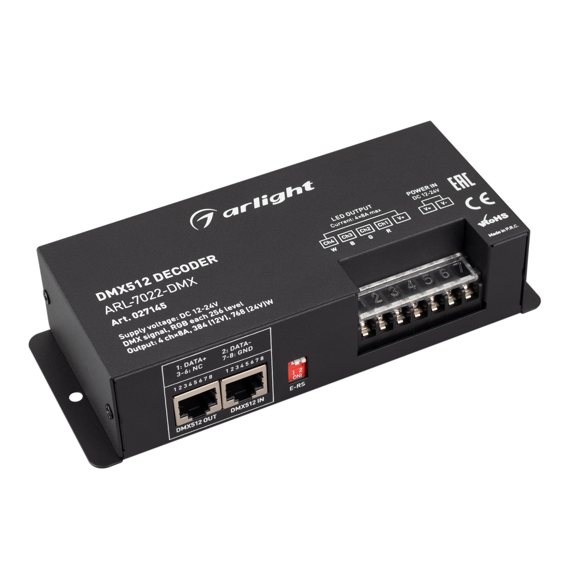 Arlight Декодер ARL-7022-DMX (12-24V, 4x8A, DMX512, XLR3) (IP20 Металл, 3 года) фото