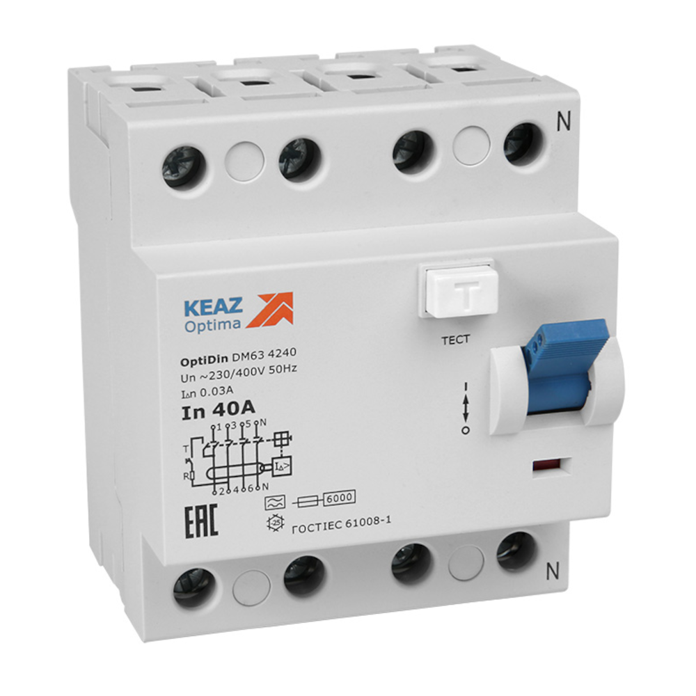 КЭАЗ ВДТ без защиты от сверхтоков OptiDin DМ63-4325-AС-УХЛ4 (4P, 25, 100mA). фото