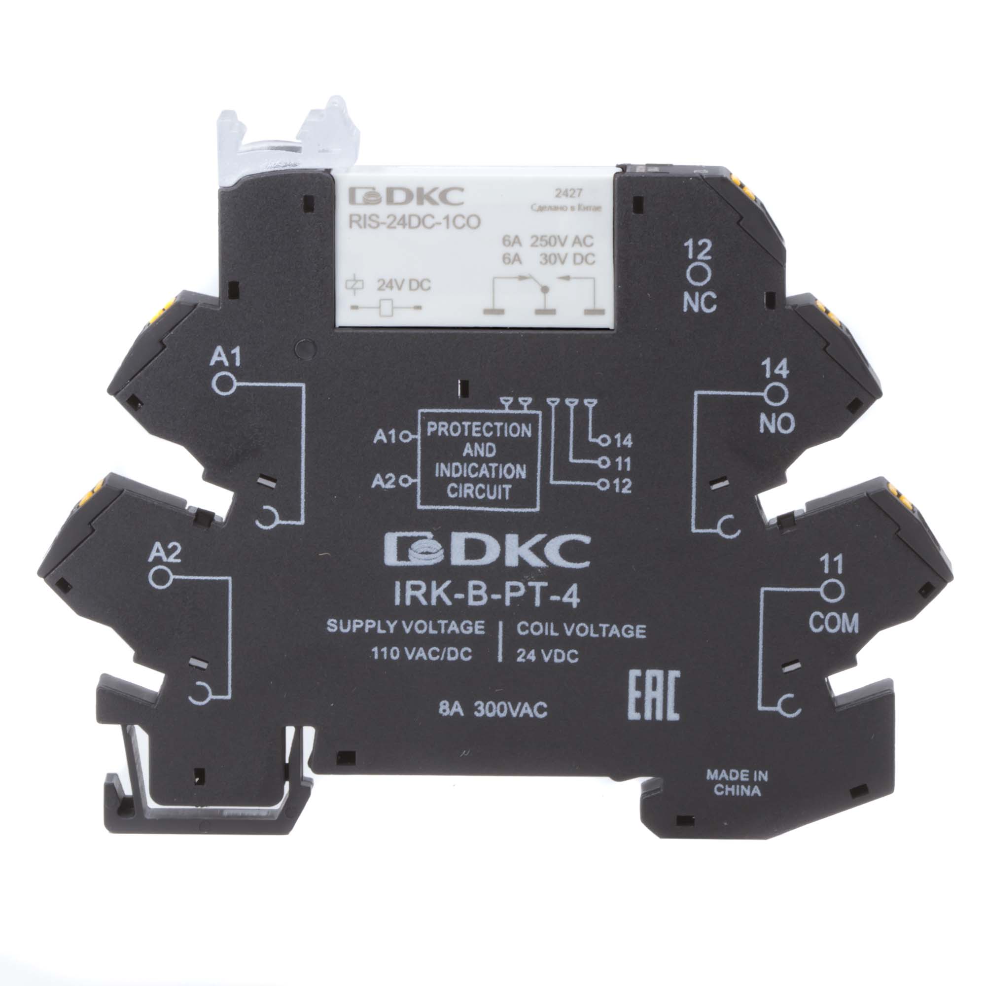 DKC Реле интерфейсное, 1CO, ком. ток 6А, AgSnO2, напряжение 110V AC/DC, push-in клеммы. фото