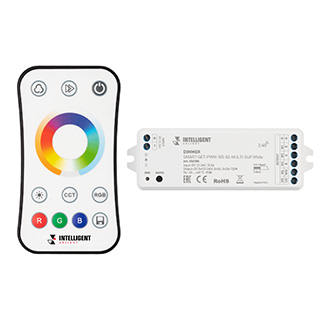 Arlight INTELLIGENT ARLIGHT Диммер SMART-SET-PWM-105-52-MULTI-SUF White (12-24V, 5x3A, ПДУ RING 10кн, 2.4G) (IARL, IP20 Пластик, 5 лет) фото