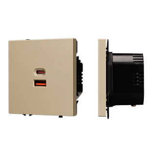 Arlight Механизм розетки с быстрой USB зарядкой SCT-NOBE-MUAC-SFPL-FC-GD (65W, QC3) (Золотой песок) фото