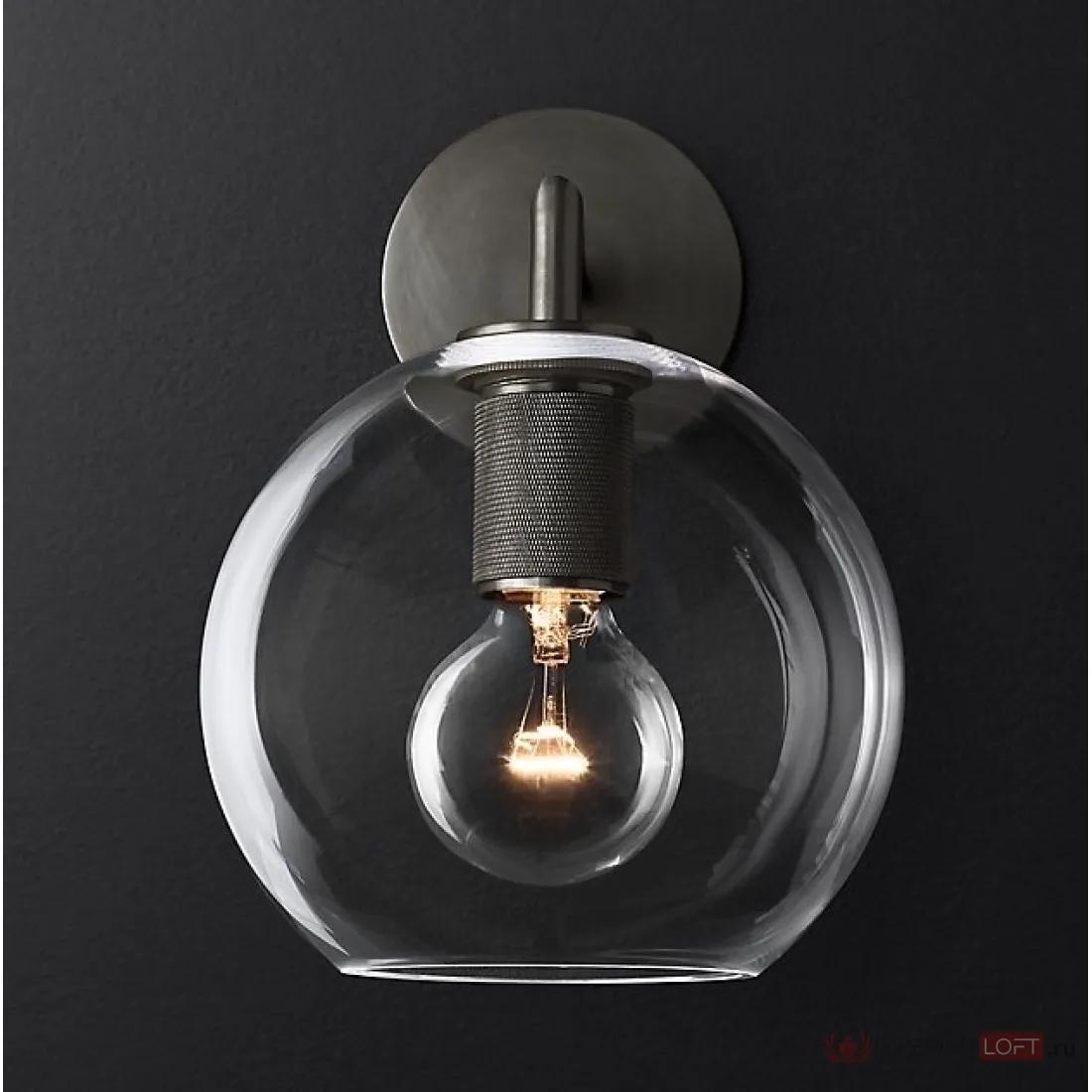 ImperiumLoft Бра RH Utilitaire Globe Shade Single Sconce Black фото