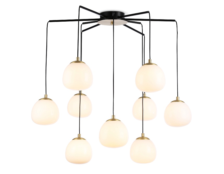 Ambrella Светильник на штанге LH51001/6+3 SGD/BK/FR золотой песок/черный /белый матовый G9*9 max 28W D750*700 фото