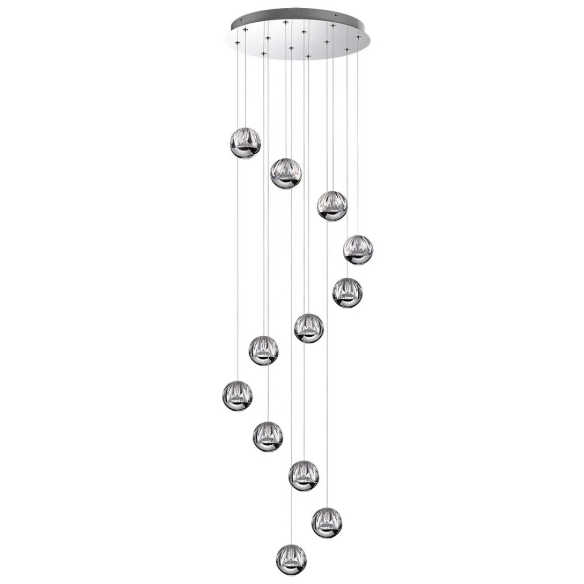 Odeon Light 5100/60L L-VISION ODL25 хром/прозрачный/акрил Люстра каскадная LED 60W (12*5W) 4000K 3000Лм SONO фото