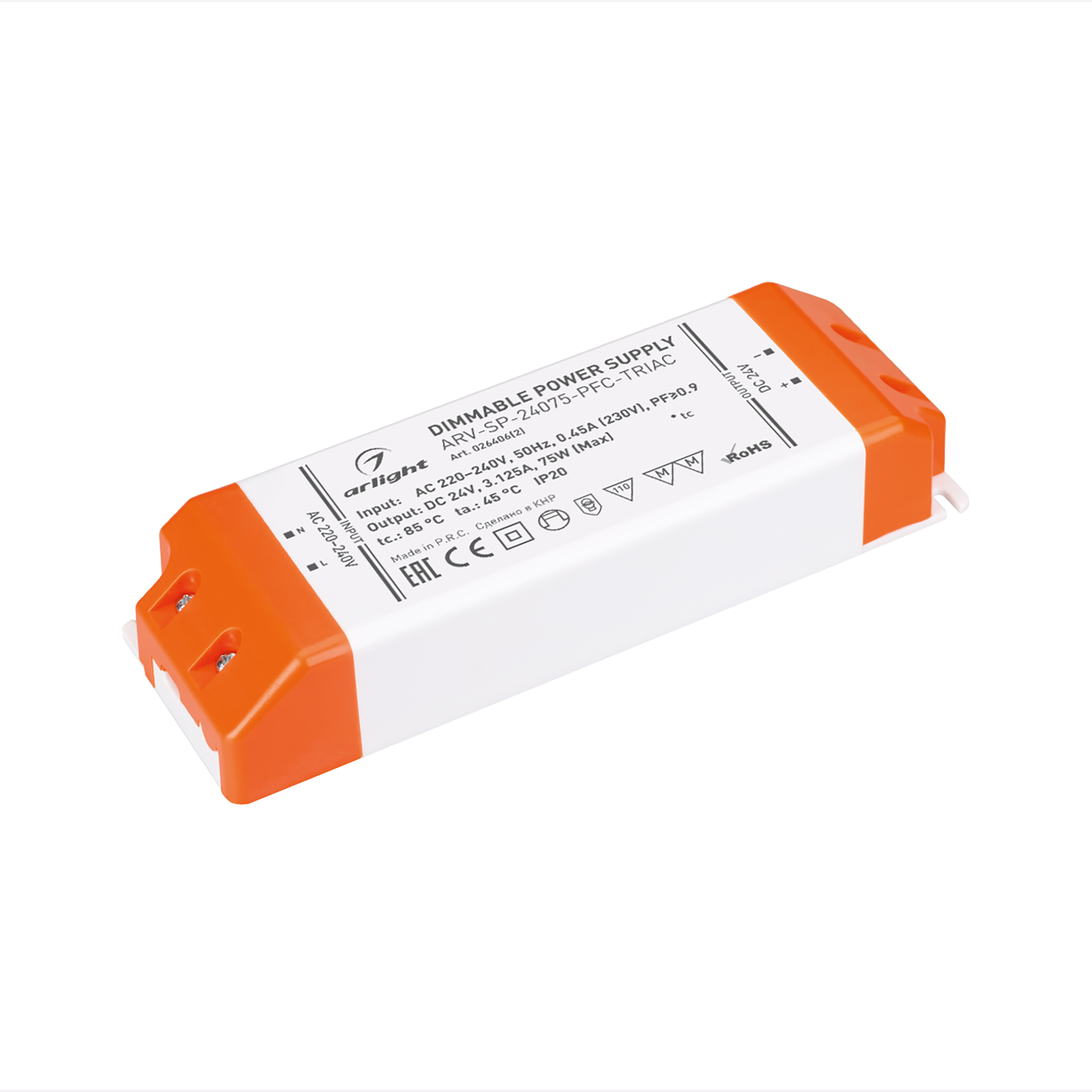 Arlight Блок питания ARV-SP-24075-PFC-TRIAC (24V, 3.1A, 75W) (IP20 Пластик, 5 лет) фото