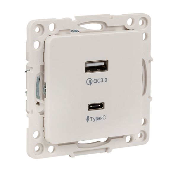 EKF Стокгольм Механизм Розетки с 2USB type-A + type-C винтовые клеммы белый фото