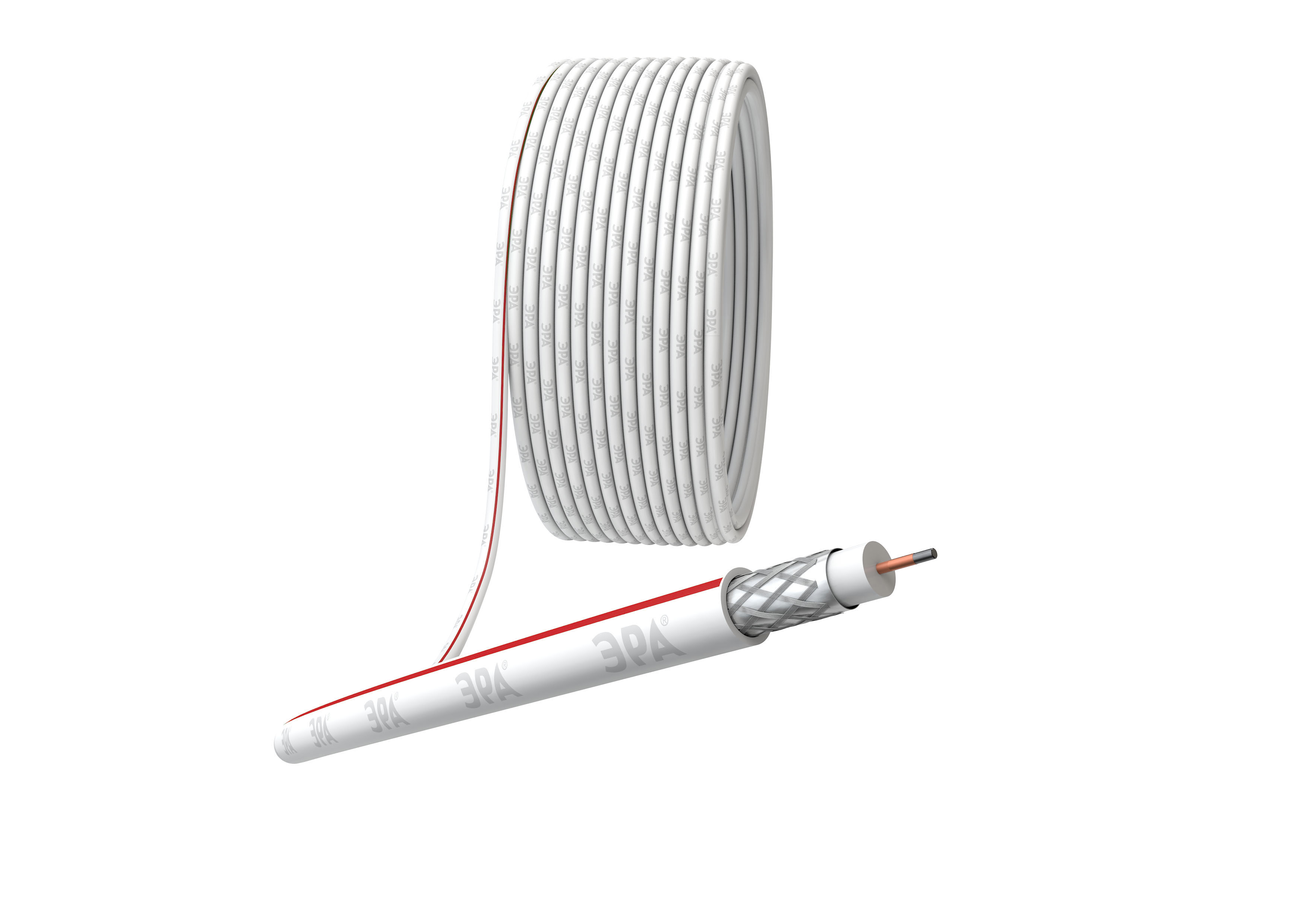 ЭРА Кабель коаксиальный SAT 50 M,75 Ом, CCS/(оплётка Al 75%), PVC, цвет белый, бухта 100 м, SIMPLE ( фото