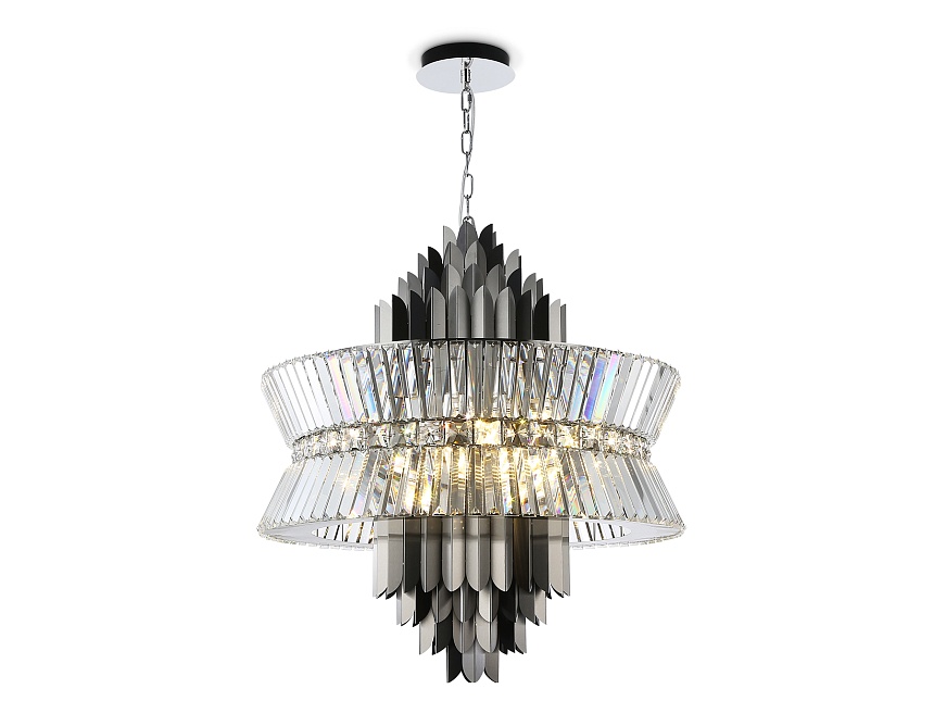 Ambrella Подвесная люстра с хрусталем LH41026/18 BK/CL черный/прозрачный E14*18 max 40W D700*750 фото