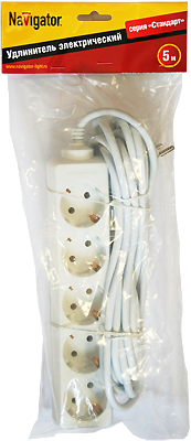 Удлинитель Navigator NPE-S-05-500-E-3x1 с/з 5 гн. 5м (20/1/1)