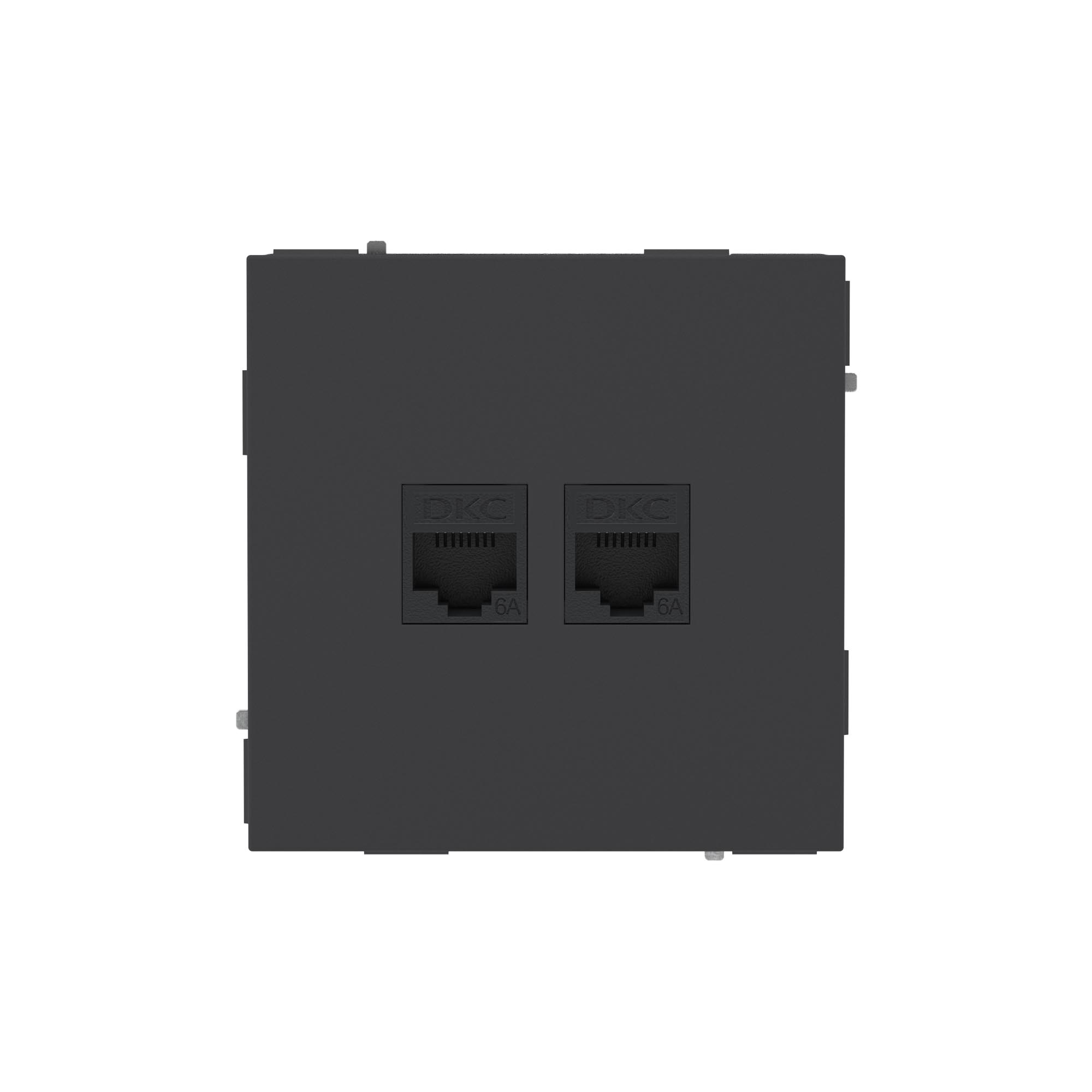DKC KANT Компьютерная розетка RJ-45 без шторки, кат.6А двойная, черный уголь фото