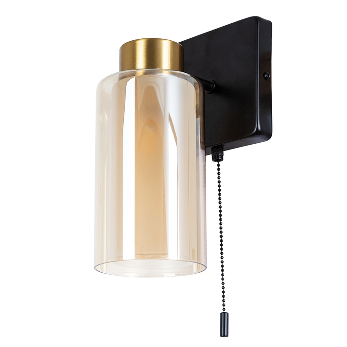 Arte Lamp A7027AP-1BK LEO Бра с выкл, черный/янтарный фото