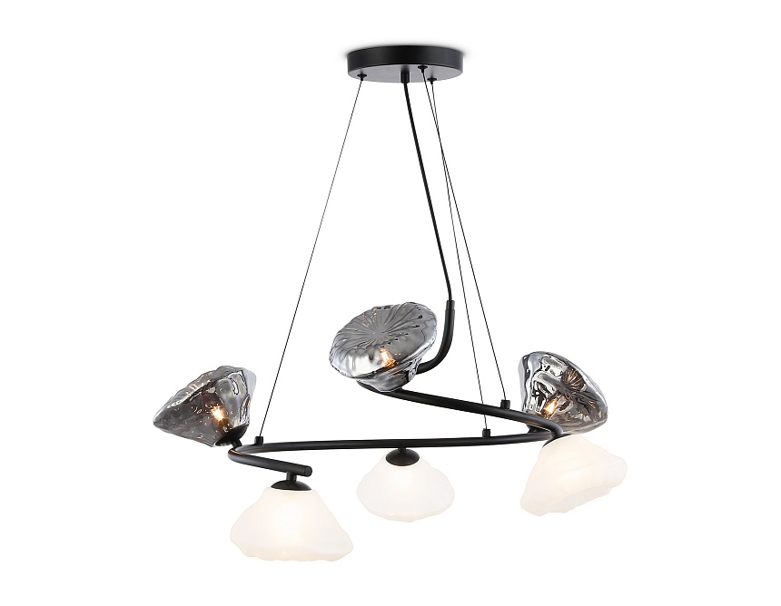 Ambrella Светильник подвесной LH15003/6 BK/FR/SM черный/белый матовый/дымчатый G9*6 max 40W D630*1150 фото