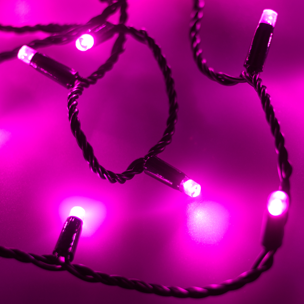 Arlight Светодиодная гирлянда ARD-STRING-CLASSIC-10000-BLACK-100LED-STD PINK (230V, 7W) (Ardecoled, IP65) фото