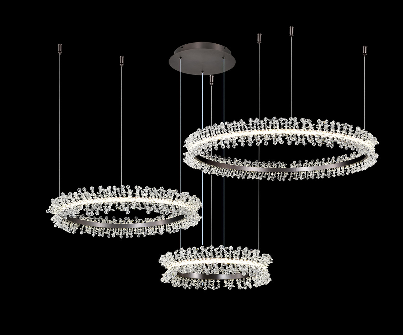 Kink Light 08246,12PA Подвес диммируемый Лаура матовый никель d40+60+80 h150 Led 110W (4000K) с пультом ДУ фото