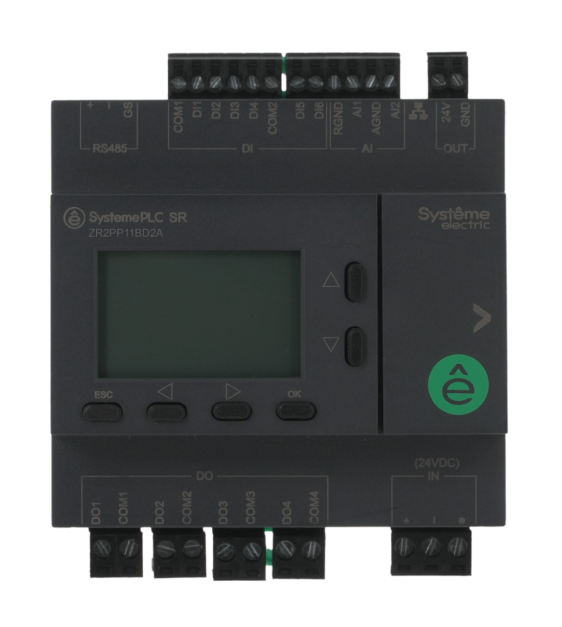 Systeme Electric Интеллектуальное реле SR2; 24 VDC; дисплей; 12 IO: 6 DI, 4 DO (реле); 2 AI; 1xRS485, 1xRJ45 фото
