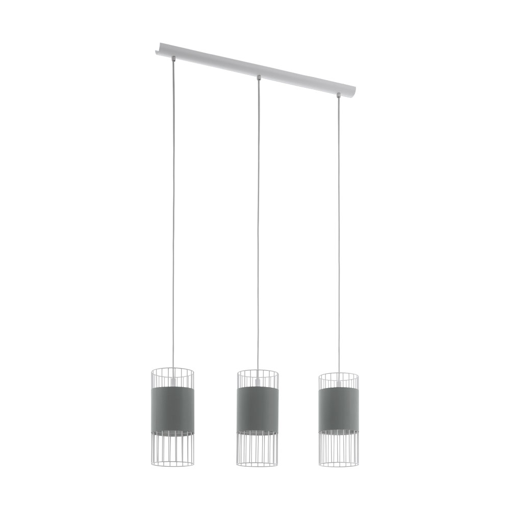 Eglo 97955 Подвес NORUMBEGA, 3х60W (E27), L740, B140, H1100, сталь, белый / cталь, текстиль, белый, серый фото