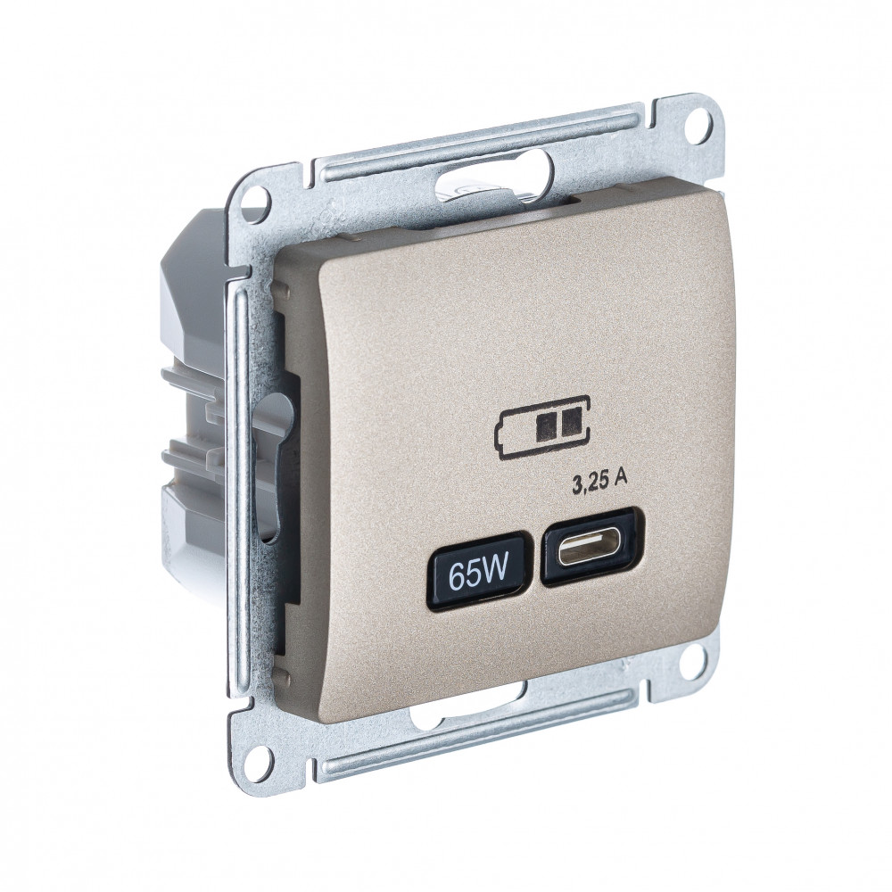 Systeme Electric Glossa Титан USB Розетка тип-C 65W высокоскор.заряд. QC, PD, мех. фото
