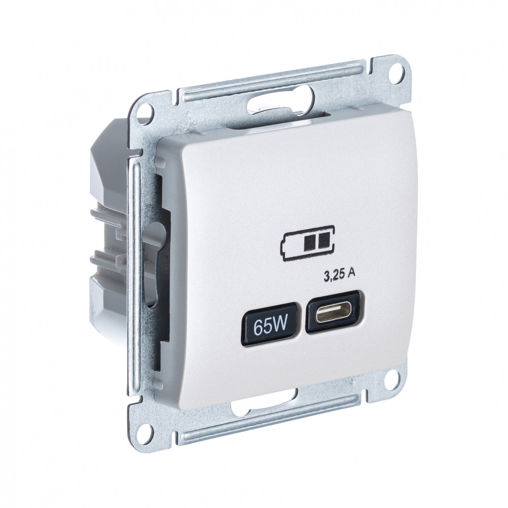 Systeme Electric Glossa Перламутр USB Розетка тип-C 65W высокоскор.заряд. QC, PD, мех. фото