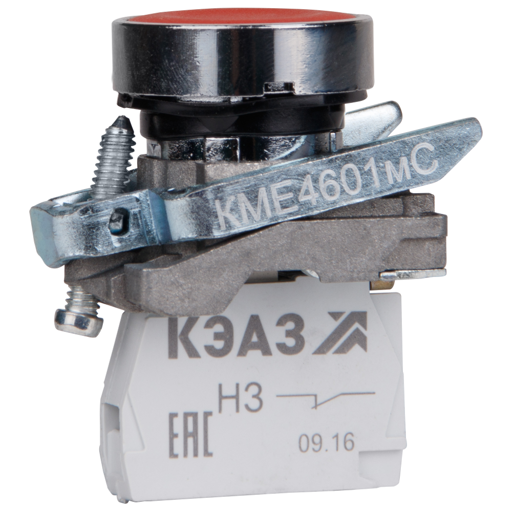 КЭАЗ Кнопка КМЕ4601мС-красный-0но+1нз-цилиндр-IP65. фото