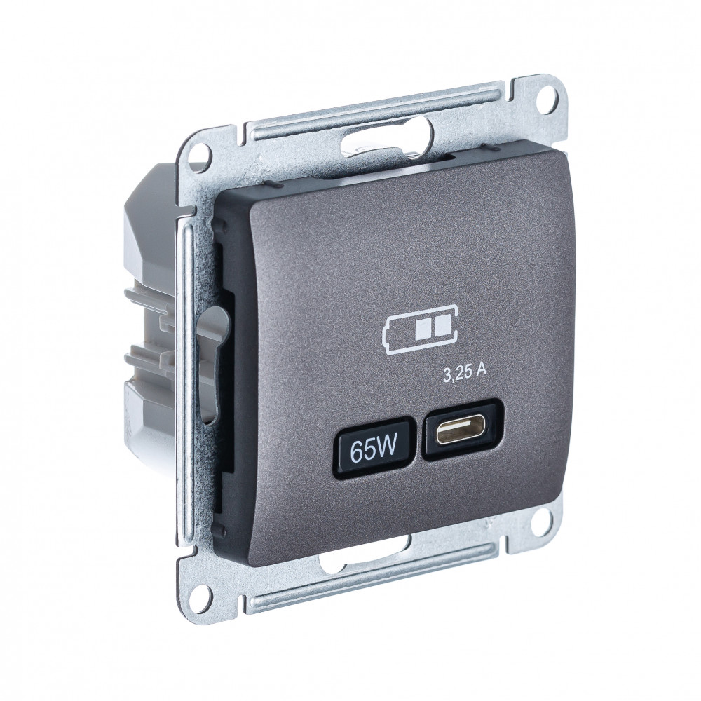 Systeme Electric Glossa Графит USB Розетка тип-C 65W высокоскор.заряд. QC, PD, мех. фото