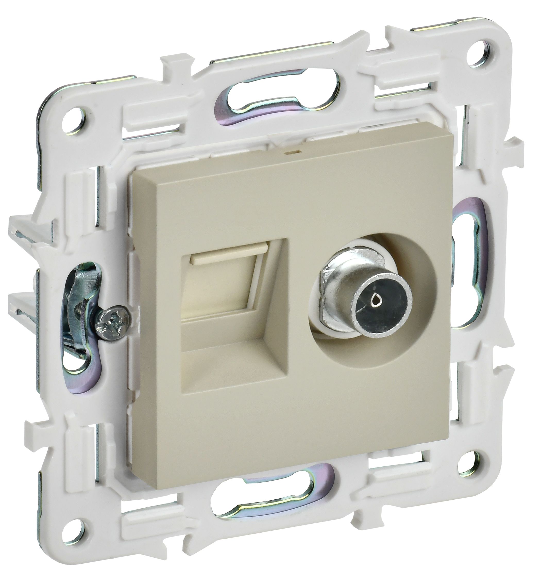 IEK SKANDY Бежевый Розетка двойная TV+RJ45 кат.6E SK-A15B фото