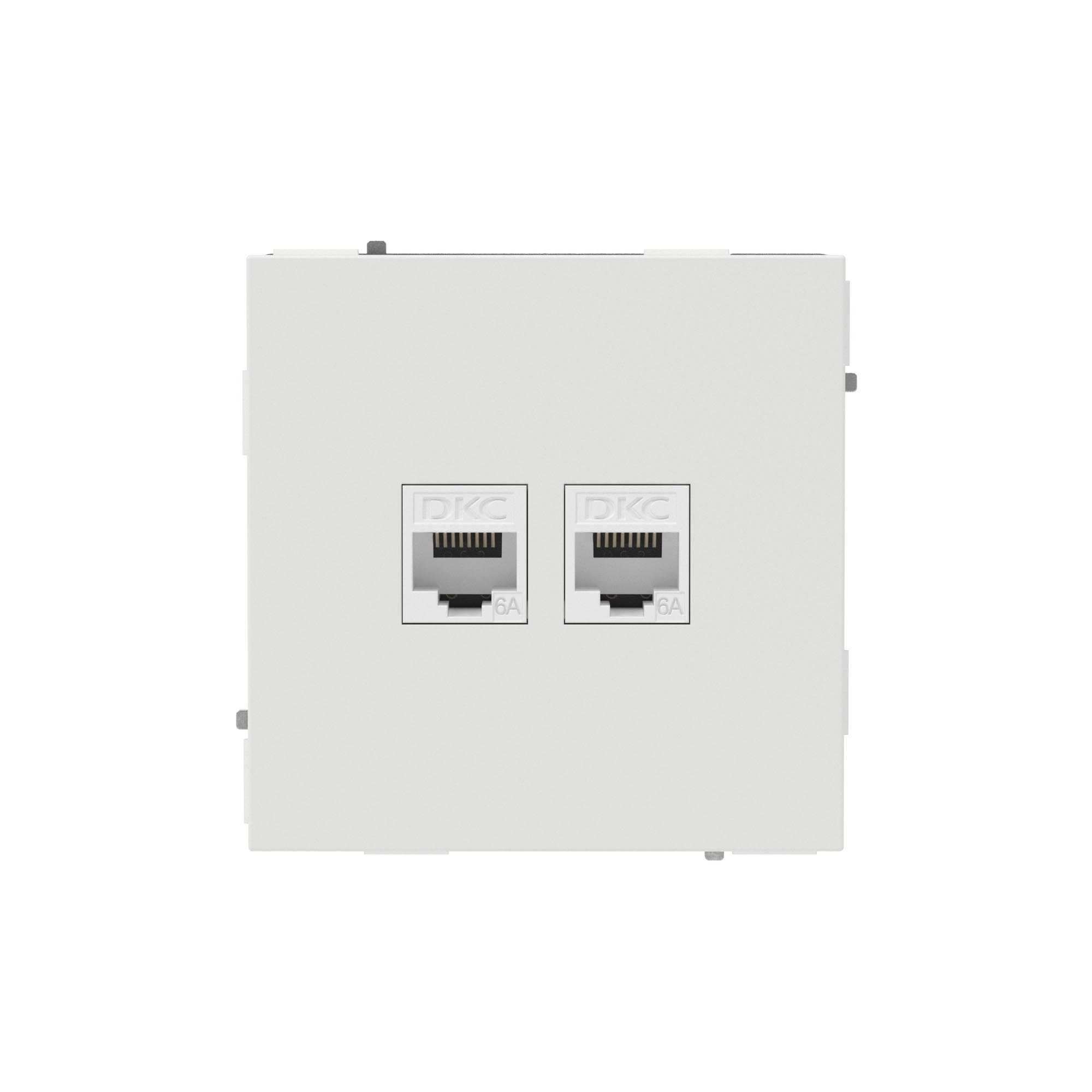DKC KANT Компьютерная розетка RJ-45 без шторки, кат.6А двойная, белый песок фото