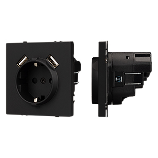 Arlight Механизм розетки с USB зарядкой SCT-NOBE-MUAA-SFPL-BK (230V, 16A) (Черный оникс) фото