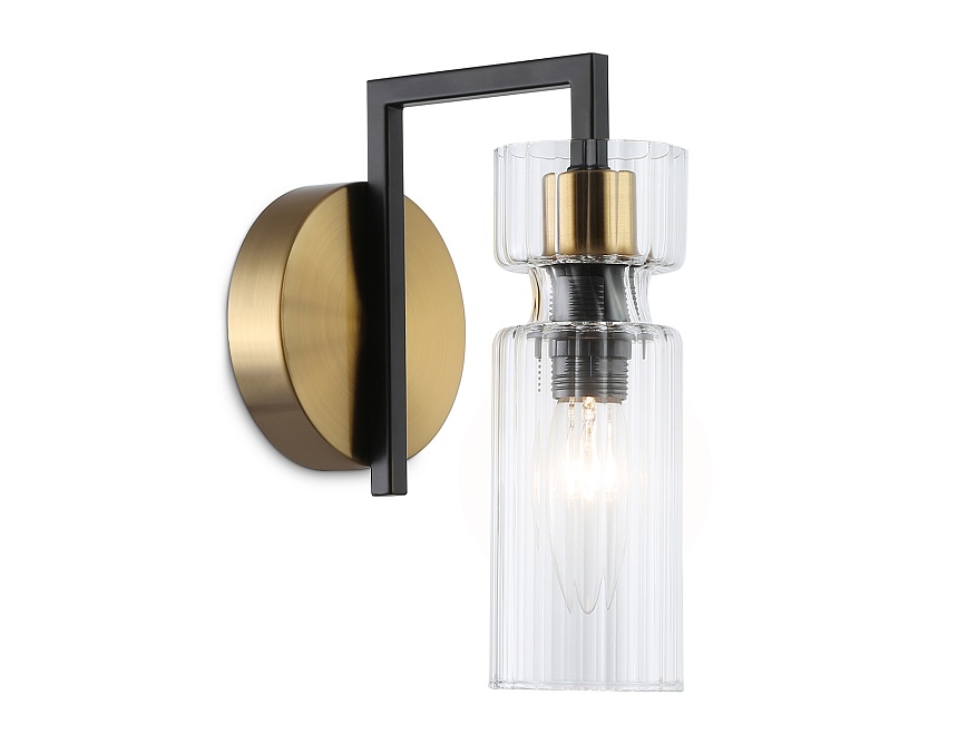 Ambrella Светильник настенный LH56119 BK/BS/CL черный/латунь/прозрачный E14 max 40W 150*100*210 фото