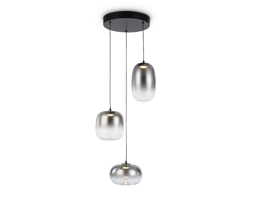 Ambrella Светильник светодиодный подвесной LH11099/3 BK/SM черный/дымчатый 12W 3000K D350*1505 фото