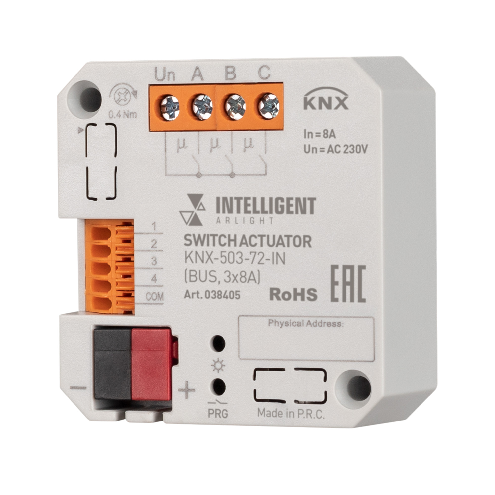 Arlight INTELLIGENT ARLIGHT Релейный модуль KNX-503-72-IN (BUS, 3x8A) (IARL, IP20 Пластик, 3 года) фото
