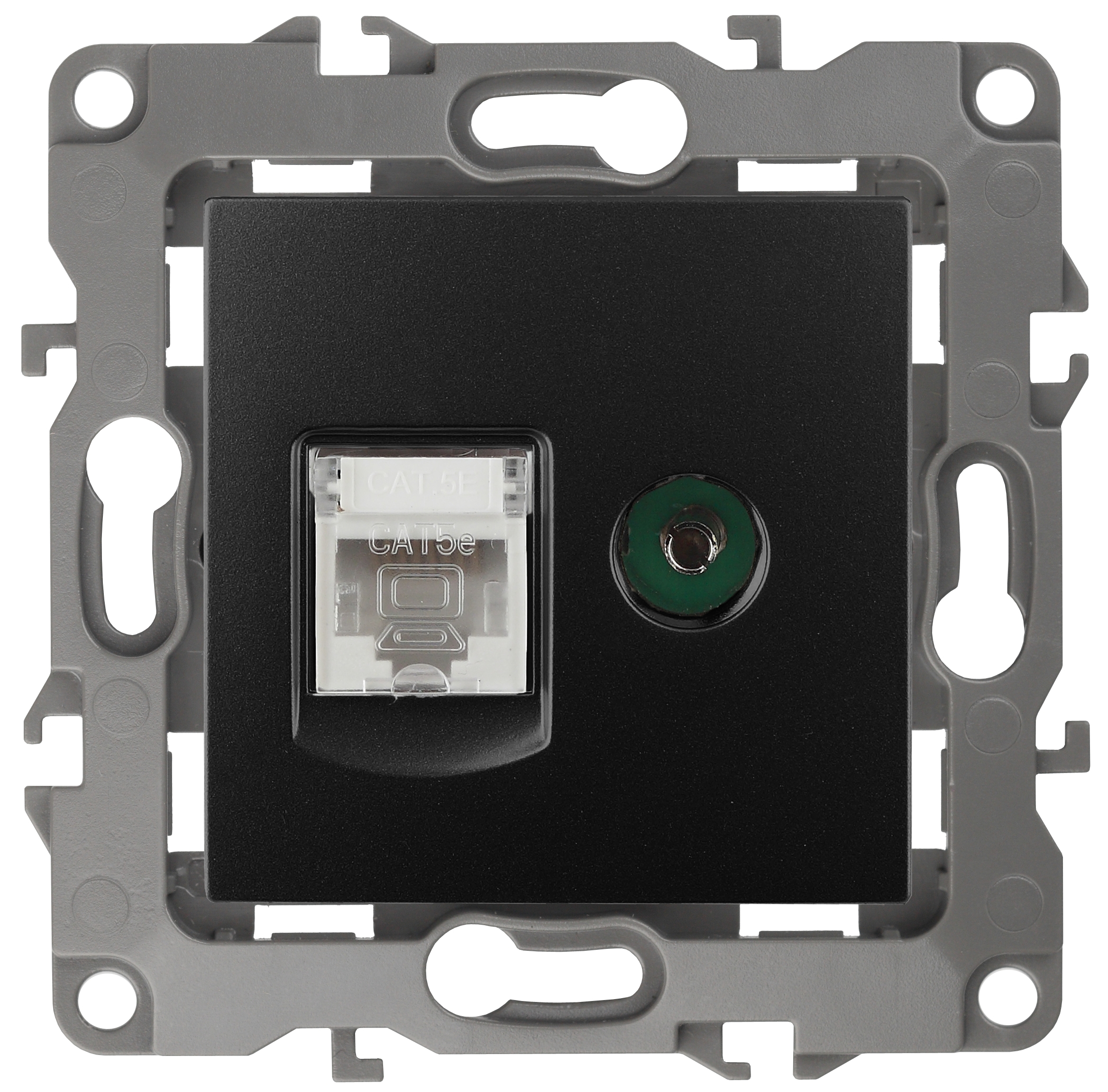 ЭРА Розетка Серия 12 12-3110-05 комбинированная RJ45+TV IP20 антрацит фото