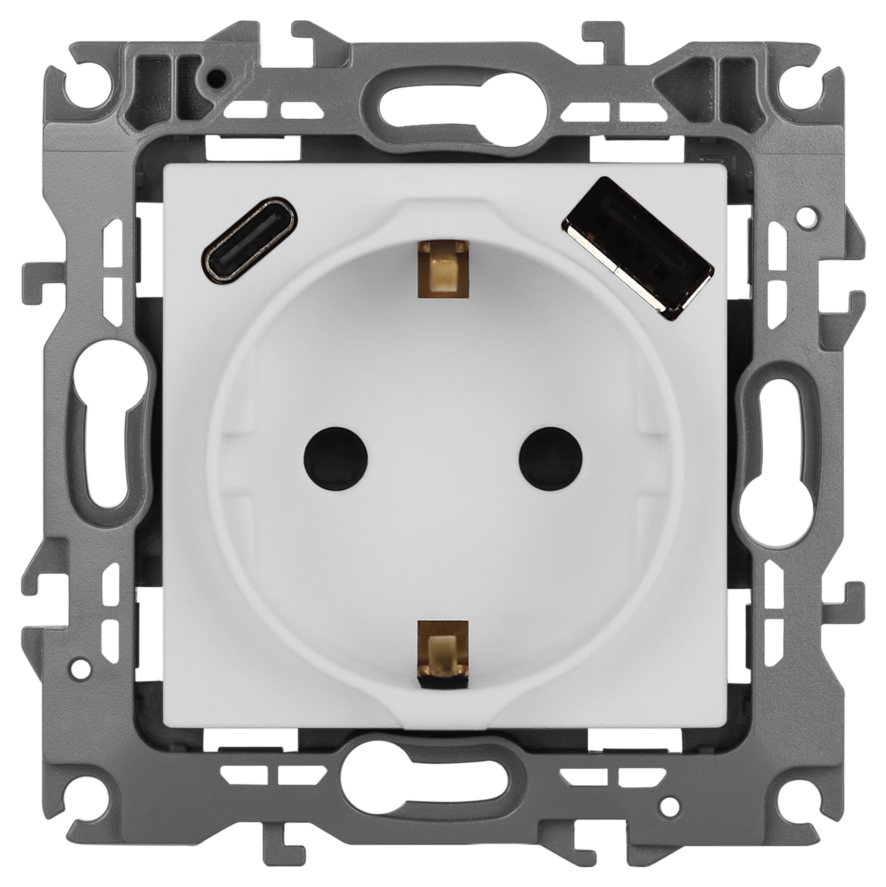 ЭРА Розетка Серия 12 12-4108-01М 2P+E 16A-250В со шторками с USB type-A+C 5В-3А белый матовый фото