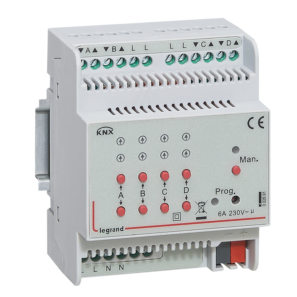 Legrand KNX Активатор для приводов жалюзи/рольставень 4-канальный 6А.DIN 4 модуля.. фото