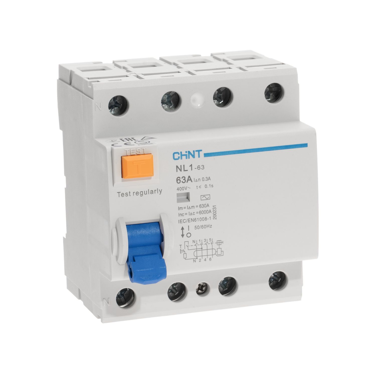CHINT УЗО NL1-63 4P 63A 300mA 6kA тип AC (DB) (R) фото
