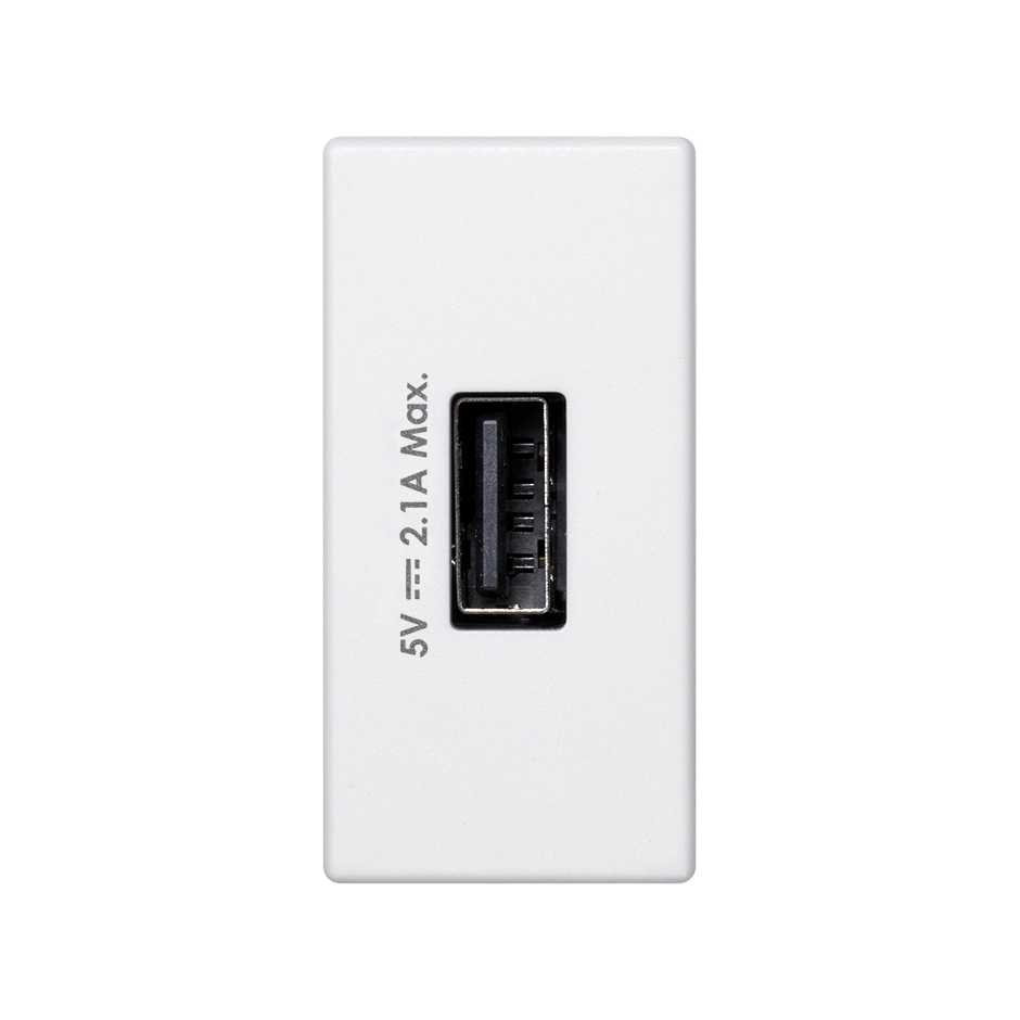 Simon Белый Зарядное устройство USB, К45, узкий модуль, 5 В, 2,1 А фото