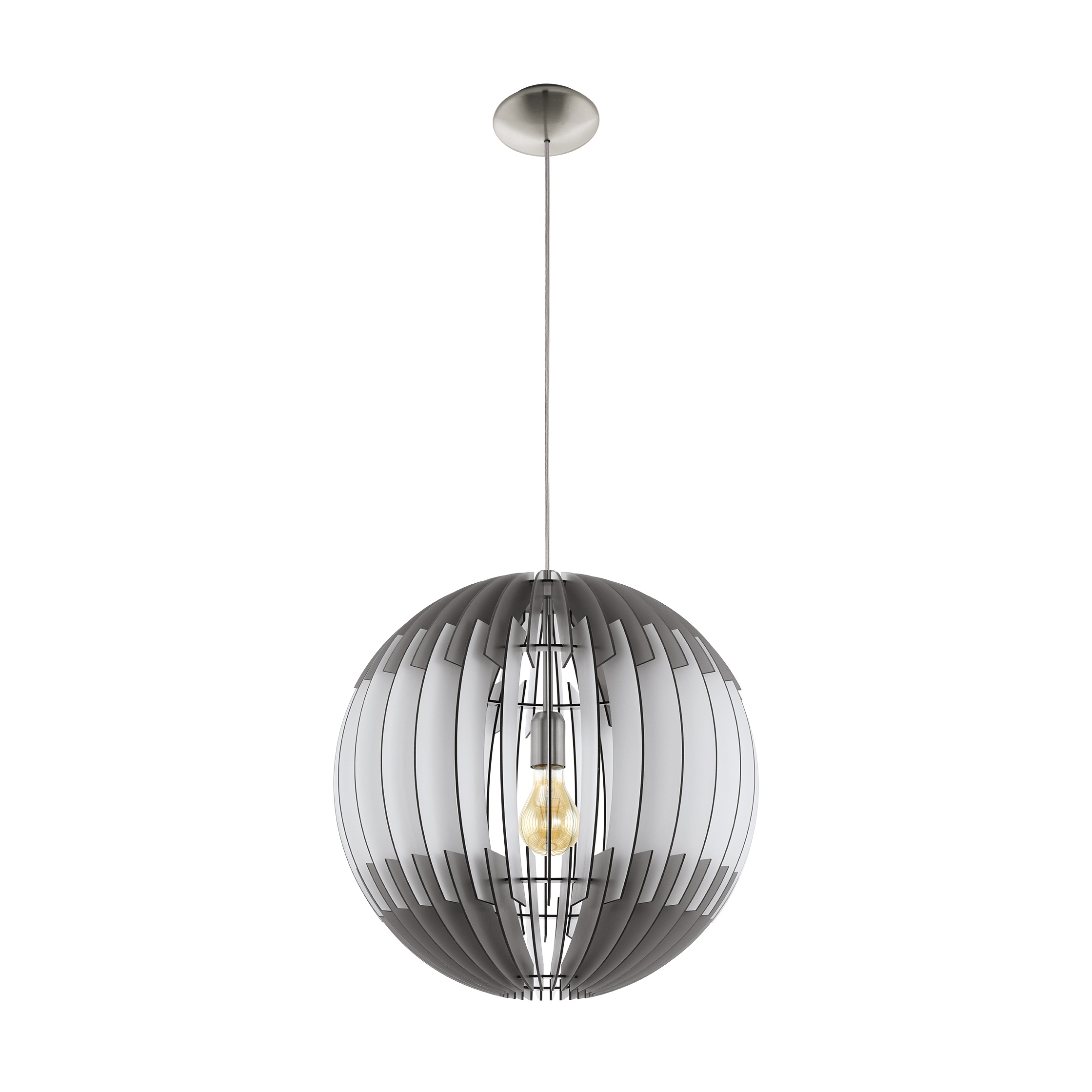 Eglo 96974 Подвес OLMERO, 1х60W (E27), ?700, H2000, сталь, никель матовый/дерево, серый, белый фото