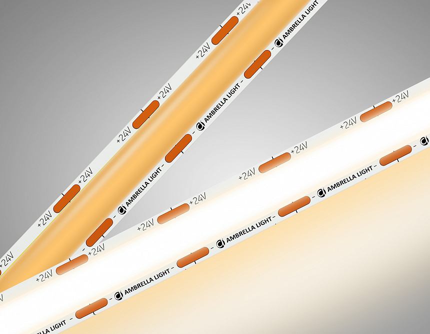 Ambrella Светодиодная лента GS4801 COB 616Led/19W m/ 24V IP20 3000K/ 5m*12mm*2mm кратность резки 22.5mm (2 конт.) фото