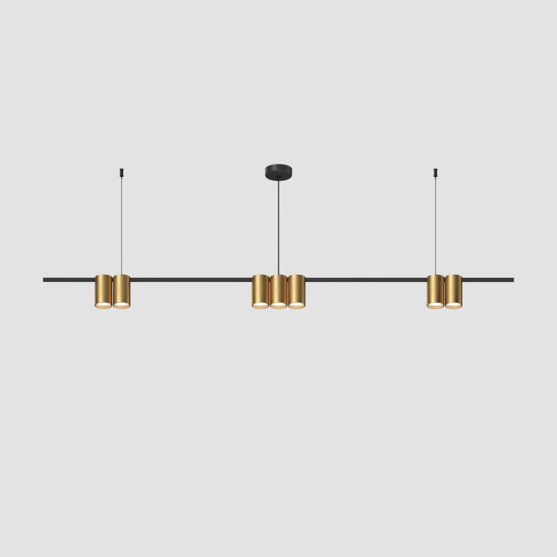 Denkirs DK4063-BK+SG Подвесной светильник ORBIT, IP20, 7xGU10 LED до 15 Вт, черный + сатинированное золото, алюминий фото