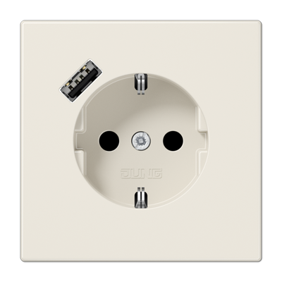 JUNG SCHUKO Слоновая кость, Розетка с USB-зарядным устройством, тип A; термопласт фото