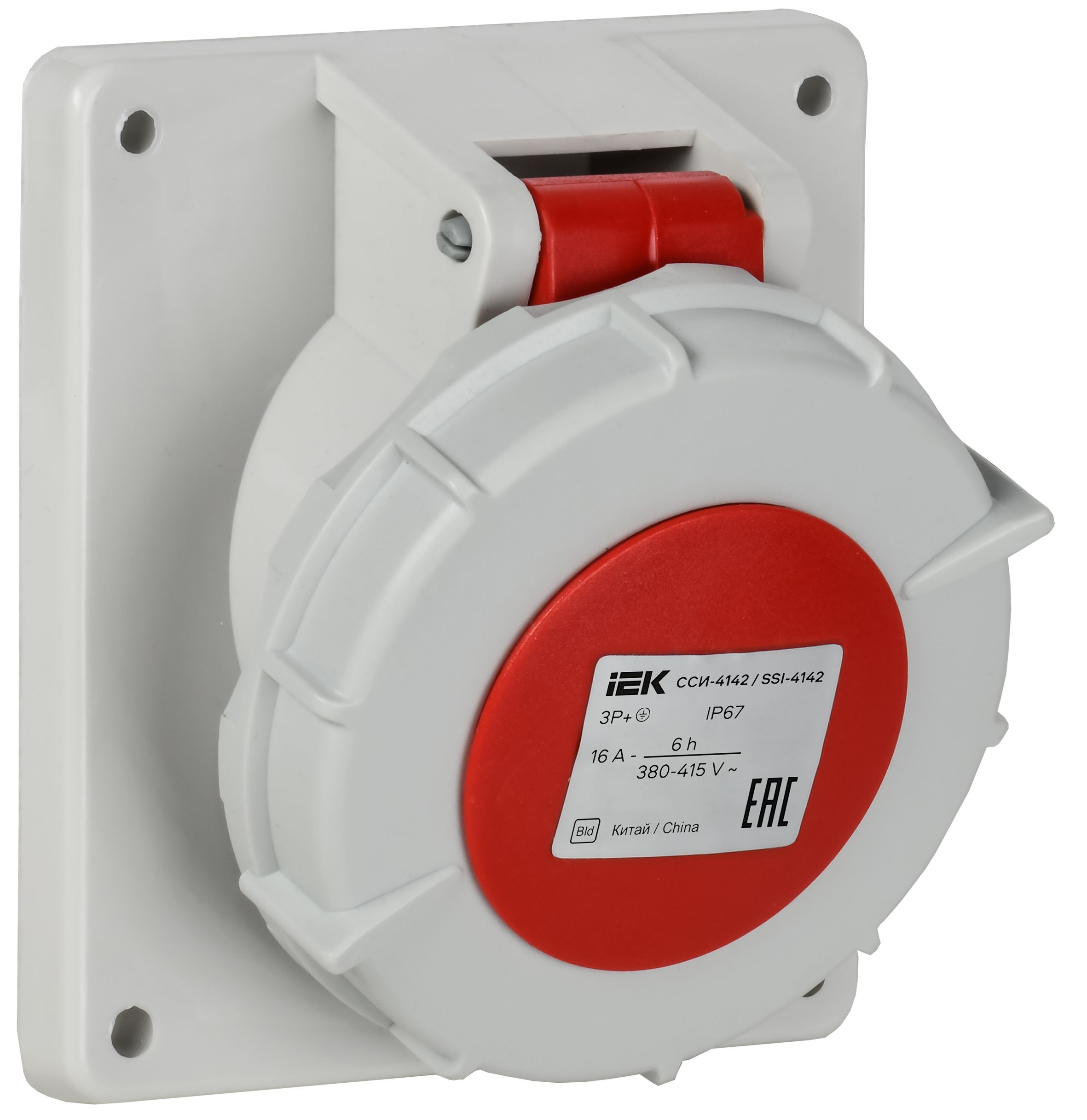 Розетка встр. угл. ССИ-4142 16А-6ч 380В 3P+PE IP67 IEK фото