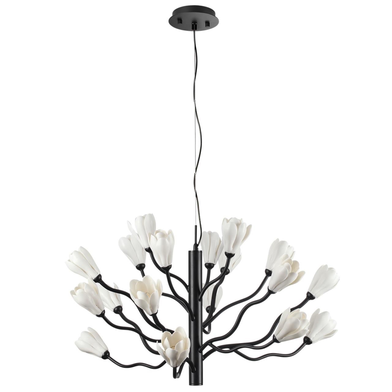 Odeon Light 5090/18 MODERN ODL25 561 черный матовый/белый/фарфор Люстра G4 LED 18*5W GARDI фото