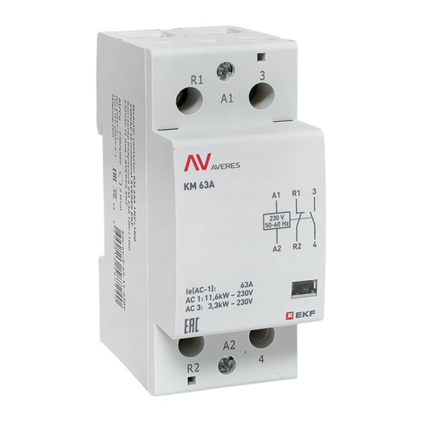 EKF Контактор модульный КМ 63А 1NO+1NC 230В АС (2 мод.) AVERES фото