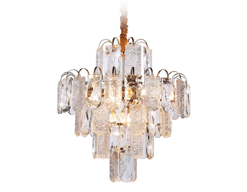 Ambrella Подвесная люстра с хрусталем TR5231/9 SGD/CL/FR золото/прозрачный/белый матовый E27*9 max 40W D500*530 фото
