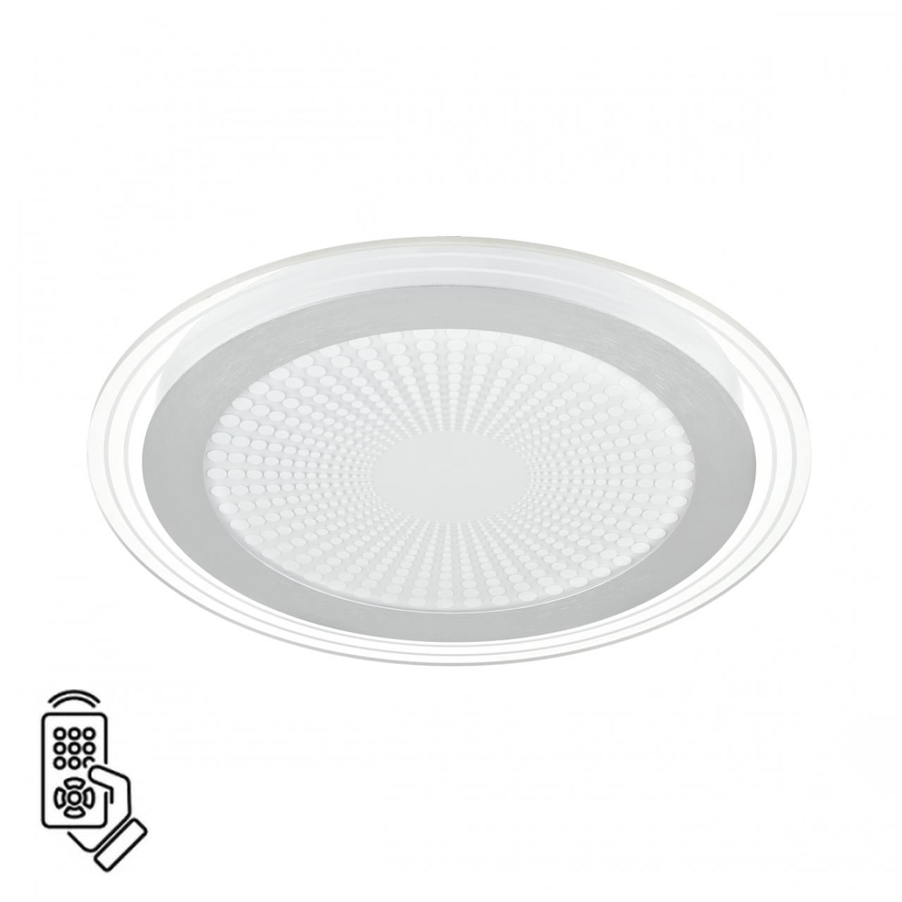 Sonex 7739/80L MITRA LED SN Светильник металл/акрил/белый/серебряный/прозрачный LED 80Вт 3000-6000К D480 IP20 пульт ДУ PROMISE фото