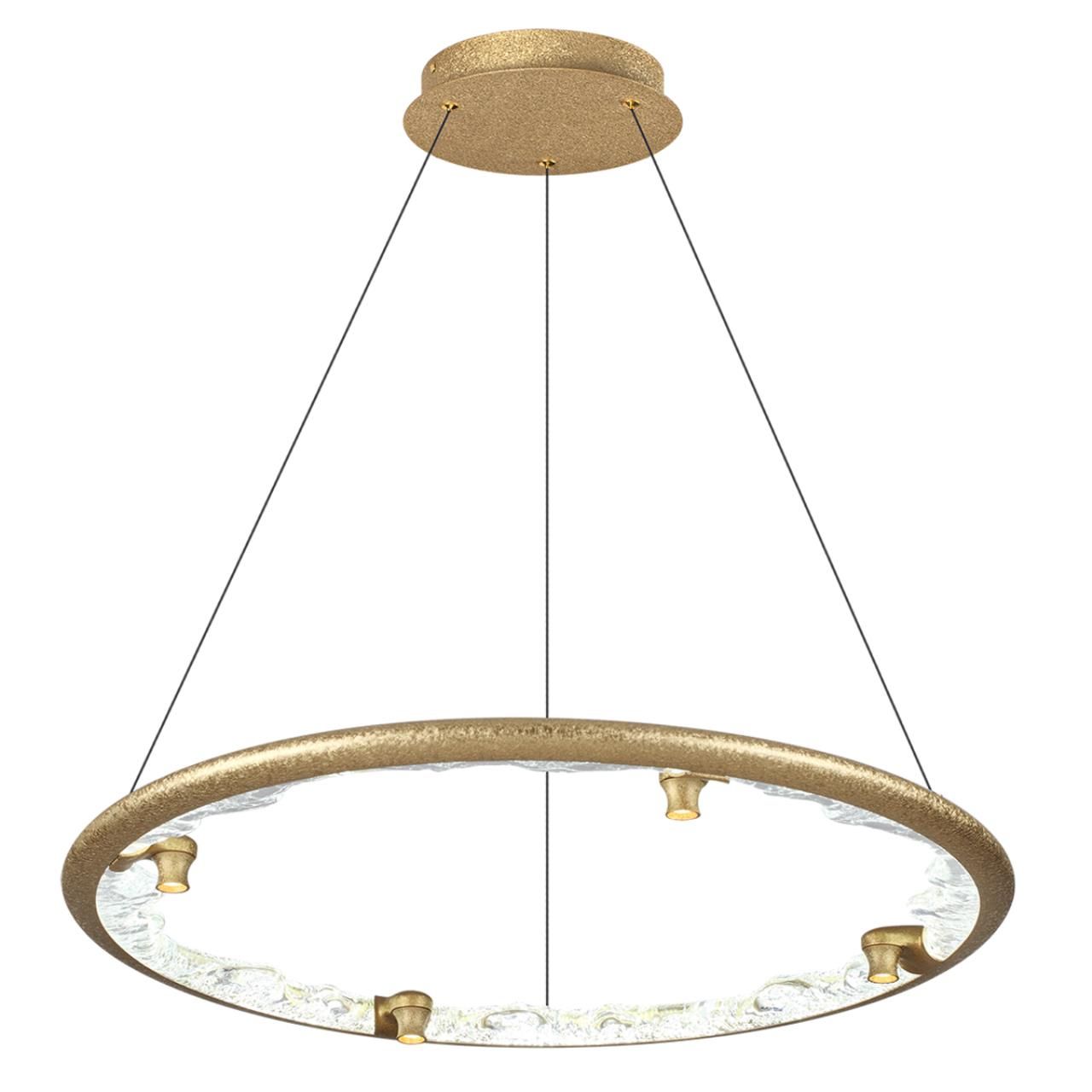 Odeon Light 7002/55L HIGHTECH ODL25 Подвесной светильник золотой ice crack/акрил/хрусталь разд. вкл. с ПДУ IP20 LED 55W  2843Лм 3000/4000/5700K CRI &g фото