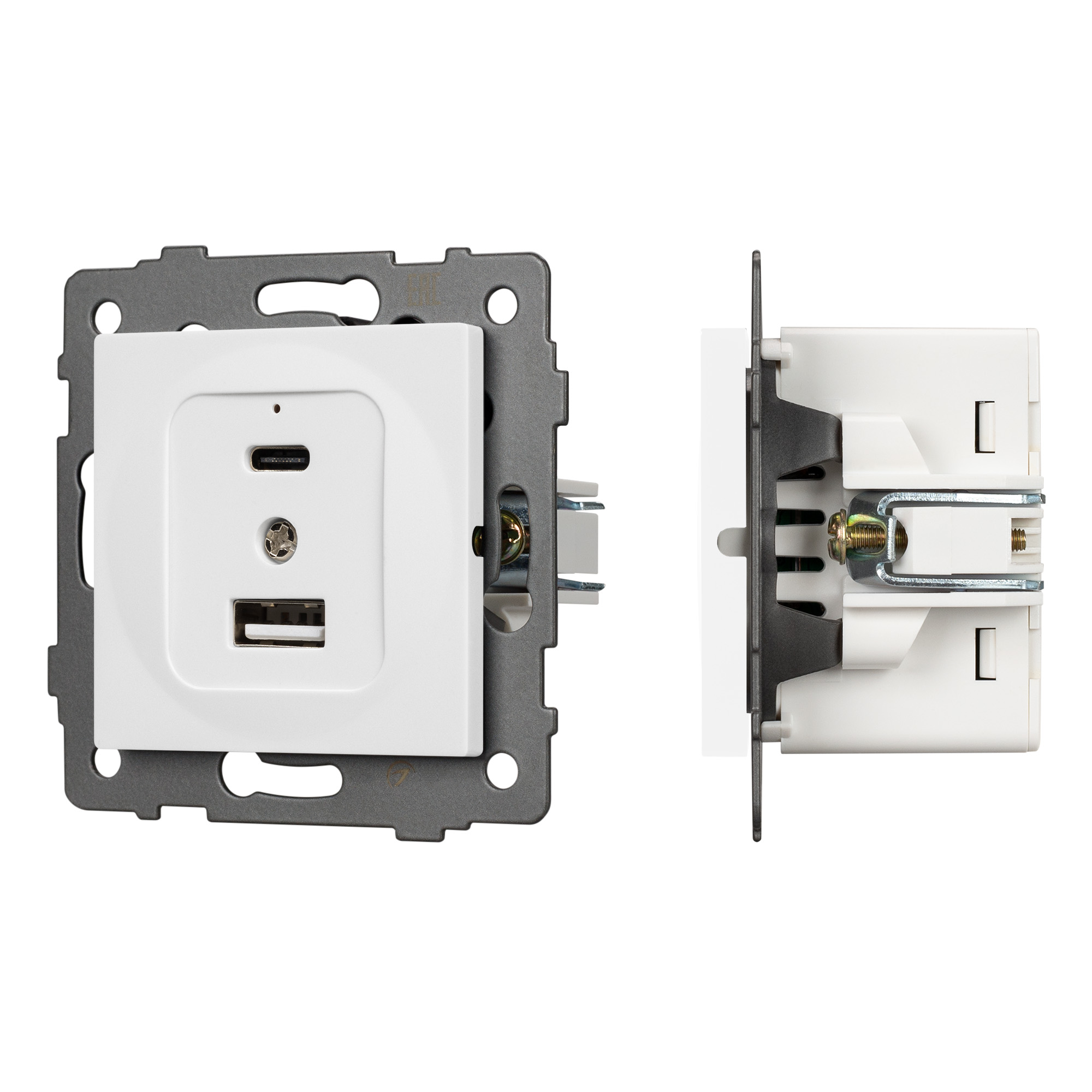 Arlight Механизм USB розетки SCT-MUAC-PL-WH-V (5V, 3A, QC4) (-) фото