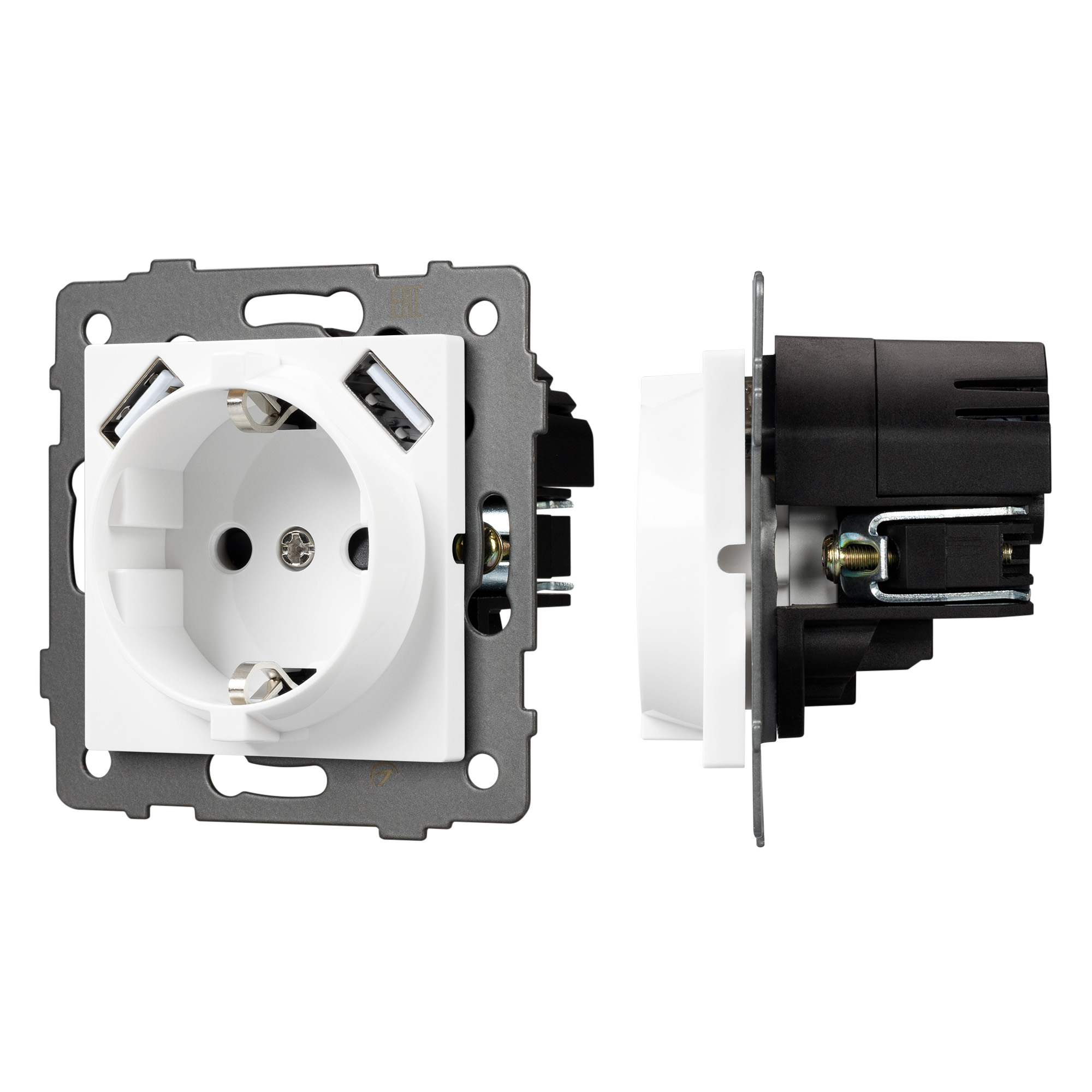 Arlight Механизм розетки с USB зарядкой SCT-MUAA-PL-WH-V (250V, 16A) (-) фото