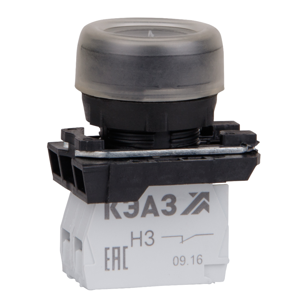 КЭАЗ Кнопка КМЕ4620м-черный-2но+0нз-цилиндр-IP65. фото