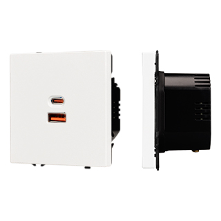 Arlight Механизм розетки с быстрой USB зарядкой SCT-NOBE-MUAC-SFPL-FC-WH (65W, QC3) (Белый кварц) фото