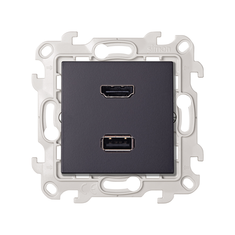 Simon 24 Графит Коннектор HDMI+USB 2.0 фото